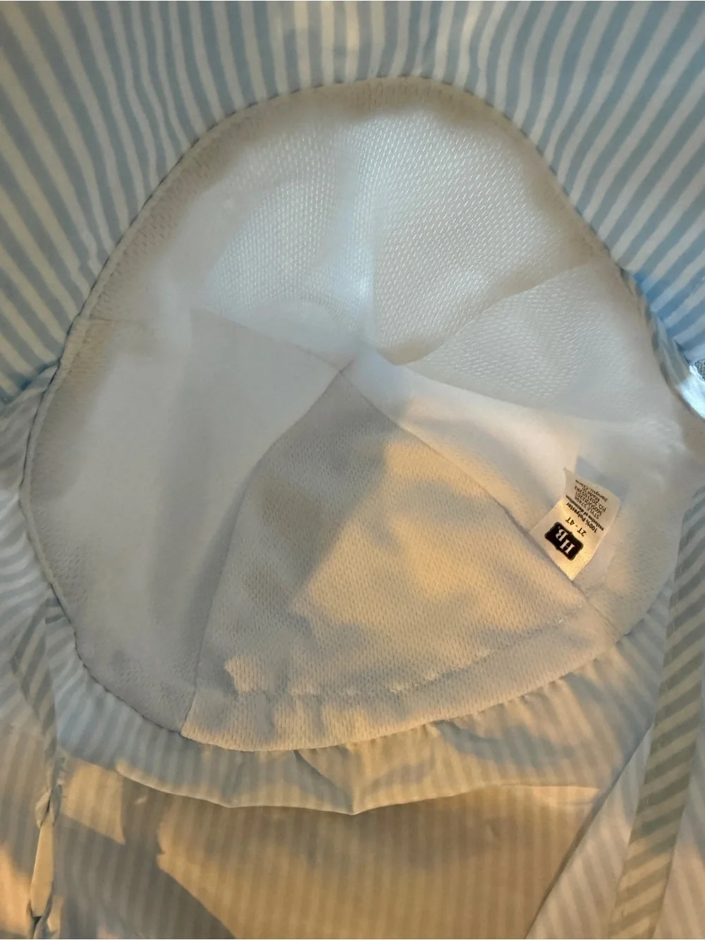 Hudson Baby Light Blue and White Striped Sun Hat with Neck Flap